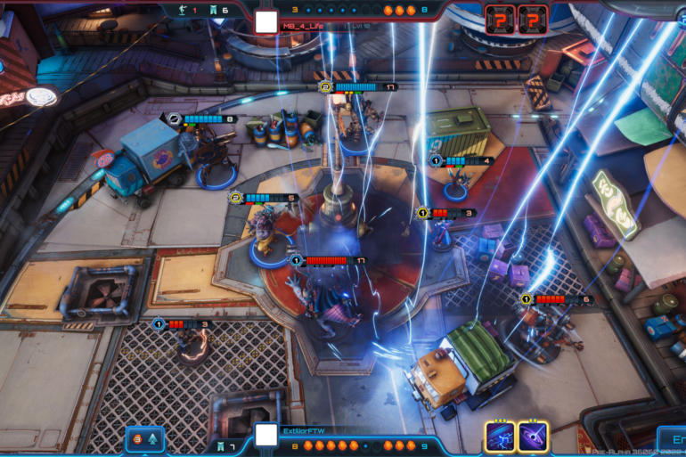 Screenshot von neuem Runden basierten Tabletop Spiel Moonbreaker mit Spielfiguren die sich im Kampf befinden